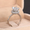 Silver Tone Open Halo Round Center CZ Pavé Band Finger Ring view 3