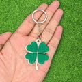 Green Acrylic Four Leaf Clover Keychain Lucky Charm view 1