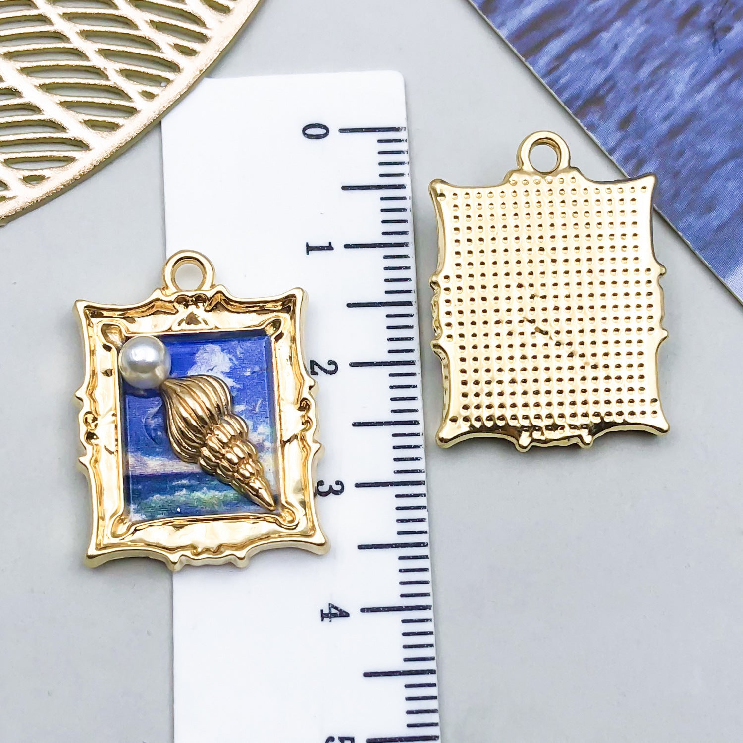 Enamel Zinc Alloy Blue Ocean Cat Eye Crab Jellyfish Charm Pendant for Necklaces Earrings