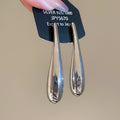 Long Teardrop Metal Stud Earrings In Two Tones Statement Jewelry view 7