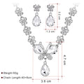 Black Silver Tone Flower Crystal Metal Necklace and Earring Set view 5