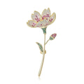 Long Stem Lotus Crystal Brooch in Pink or Champagne view 1