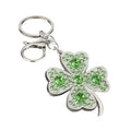 Clear And Green Four Leaf Clover Metal Keychain With Lobster Clasp view 5