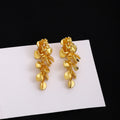 Gold Tone Leaf and Flower Cascade Long Stud Earrings view 4
