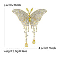 Crystal Butterfly Brooch with Two Beaded Tassels Clothing Pin view 6