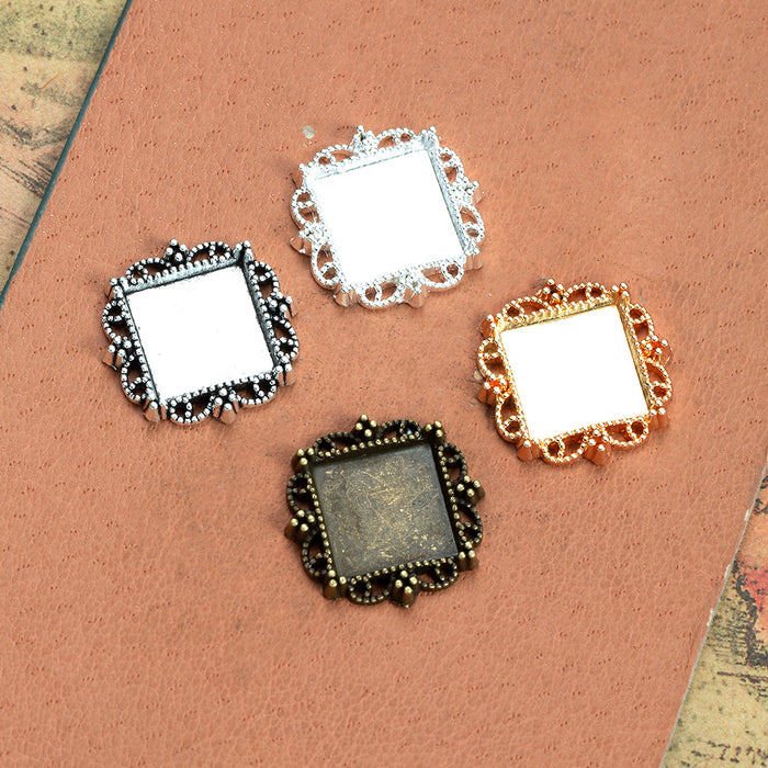 Small Square Filigree Cabochon Trays in Four Finishes