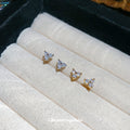 Petite Three Petal Crystal Stud Earrings in Silver Tone view 3