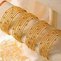 Gold Multi Strand Twisted Rope Bead Open Cuff Bangle view 3