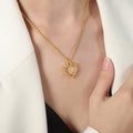 Gold Open Heart Pendant Necklace Thin Rope Chain Metal view 4