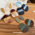 Geometric Resin Look Dangle Stud Earrings in Three Colors view 2