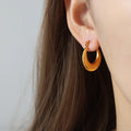 Polished Gold Steel Crescent U-Shape Chunky Hoop Earrings view 4