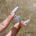 Silver Clear Heart Double Band Pave Finger Ring Sizes 6-10 view 5