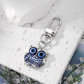 Gold and Silver Tone Blue Evil Eye Owl Clip Keychains view 6