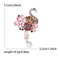 Pink Flamingo Crystal Brooch With Dangling Pearl Drop view 5