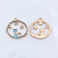 Gold Tone Cat and Stars Open Circle Enamel Pendant Charm view 3