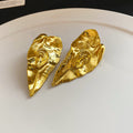 Crinkled Leaf Stud Earrings in Gold and Silver Tones view 6