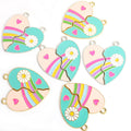 Rainbow Daisy Split Heart Pendant Charms in Two Finishes view 3