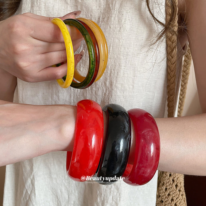 Round Resin Marbled Bangle Bracelets Multi Color 7 Styles