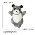 Enamel Panda Brooch Raised Arms White Grey Animal Pin view 4