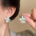 Floral Crystal Stud Earrings in Blue and White Designs view 1