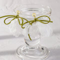 Green Cord Bow White Sheer Petal Small Stud Earrings view 1