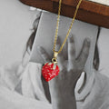 Red Enamel Strawberry Pendant Necklace In Four Styles view 3