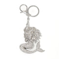 Silver Gold Rhinestone Mermaid Keychain Metal Bag Charm view 4