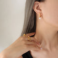 Square Huggie Hoop Earrings Detachable Faux Pearl Drop view 8