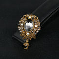 Blue Gold Tone Flower Crystal Two Designs Metal Brooch Pin view 5