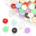 Round Enamel Heart Charms in Gold and Silver Tones, Seven Colors view 1
