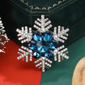 Crystal Snowflake Brooch with Blue or Multicolor Floral Center view 2