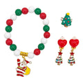 Christmas Red Green White Bead Bracelet Santa Jewelry Set view 5