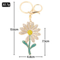 Rhinestone Daisy Flower Keychain Gold Clasp Four Colors view 3
