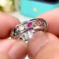 Silver Tone Multicolor Round Stone Eternity Style Ring view 2