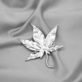 Gold and Silver Textured Maple Leaf Novelty Brooches view 3