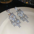 Silver Crystal Teardrop Chandelier Earrings Statement Jewelry view 6