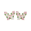 Pink Green and Clear Crystal Butterfly Stud Earrings view 5