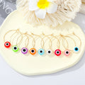 Gold Thin Hoop Evil Eye Acrylic Bead Earrings Nine Colors view 2
