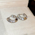Silver Tone Small CZ Pavé Huggie Hoop Earrings Pair view 3