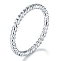 Slim Silver Tone Continuous Twisted Rope Texture Band Ring view 1