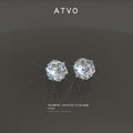 Silver Tone Round Clear Cubic Zirconia Stud Earrings view 3