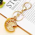 Mixed Jeweled Lemon Slice and Large Red Apple Keychains in Three Options view 3