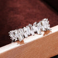 Silver Tone Baguette Crystal Geometric Band Ring view 3