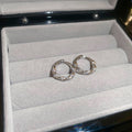 Textured Crystal Hoop Huggie Earrings in Two Tones view 6