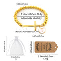 Gold Bead Stretch Bracelet Flat Cross and Round Disc Charm view 3