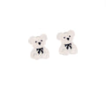 White Teddy Bear And Black Bow Stud Earrings For Women view 5