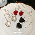 Red And Black Heart Long Wire Hook Earrings Jewelry Accessory view 3