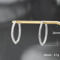 Silver Clear Single Row Crystal Pave Hoop Earrings view 5