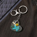 Silver Tone Heart Pressed Flower Resin Keychains in Five Designs view 4
