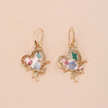 Gold Tone Heart Butterfly Pressed Flower Resin Hook Earrings view 5